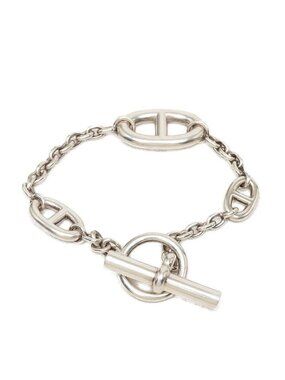 Hermes Chaine D'ancre Farandole ST Chain Bracelet T Bar 925 Sterling Silver